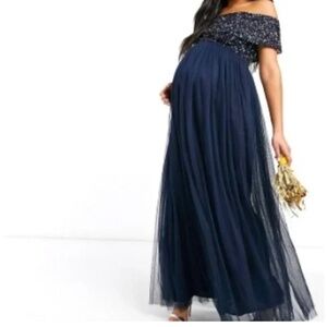 Maya Deluxe Maternity Gown Size 6 Navy